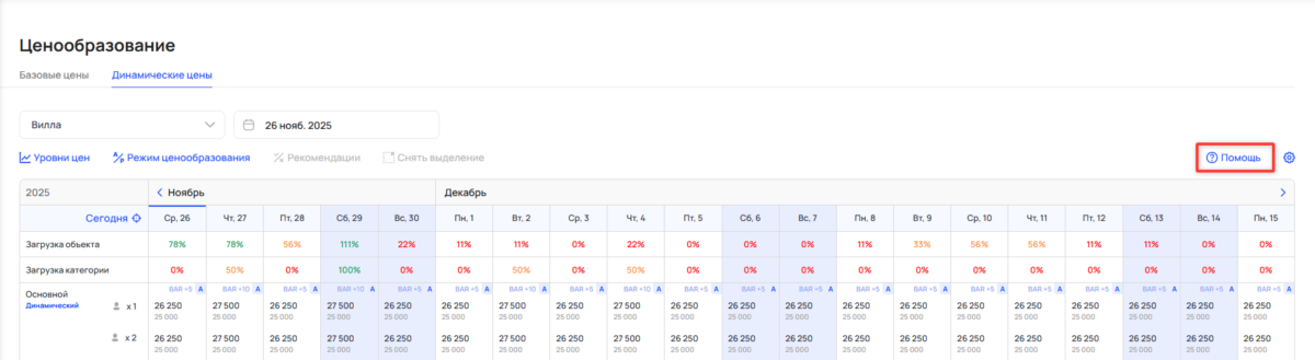 Шахматка динамических цен