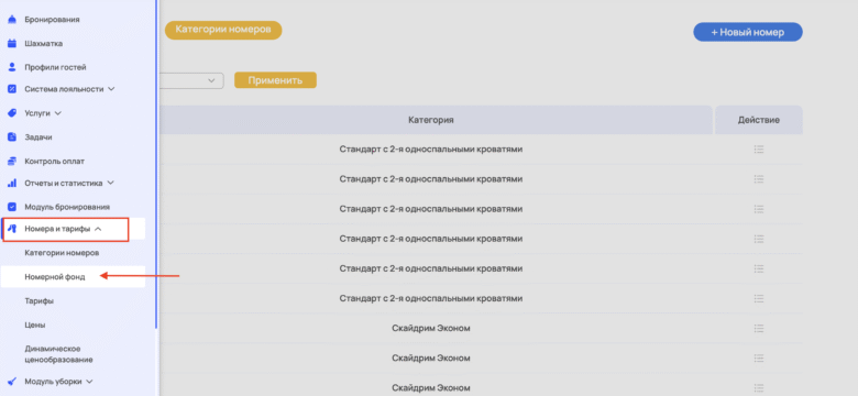 Заполнение номерного фонда