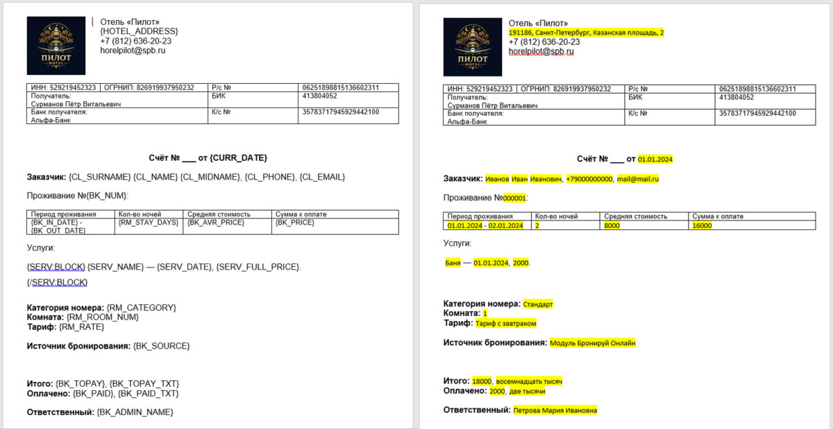 Шаблоны документов