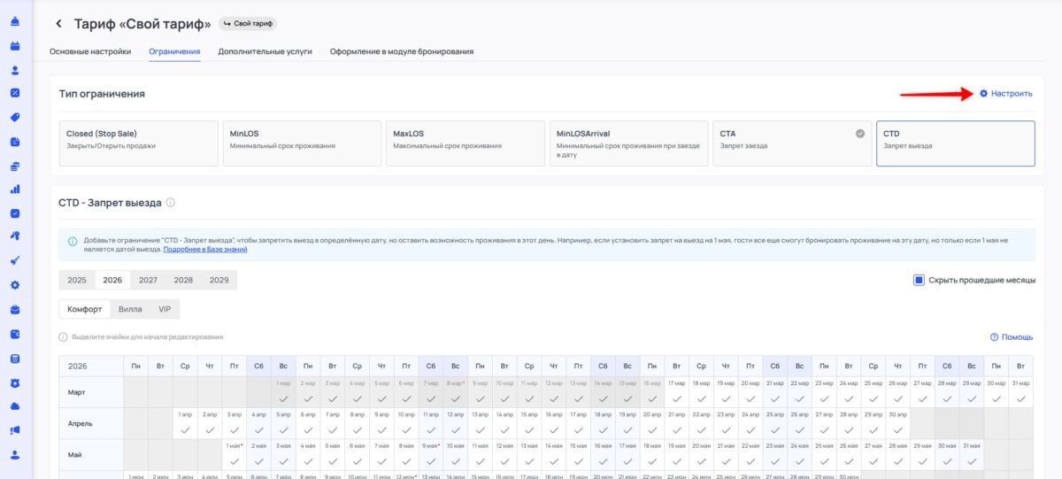 Ограничение тарифа CTD (Closed to Departure): запрет выезда