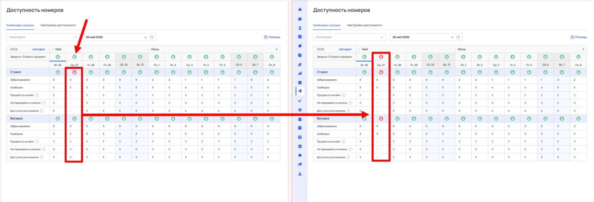 Доступность номеров